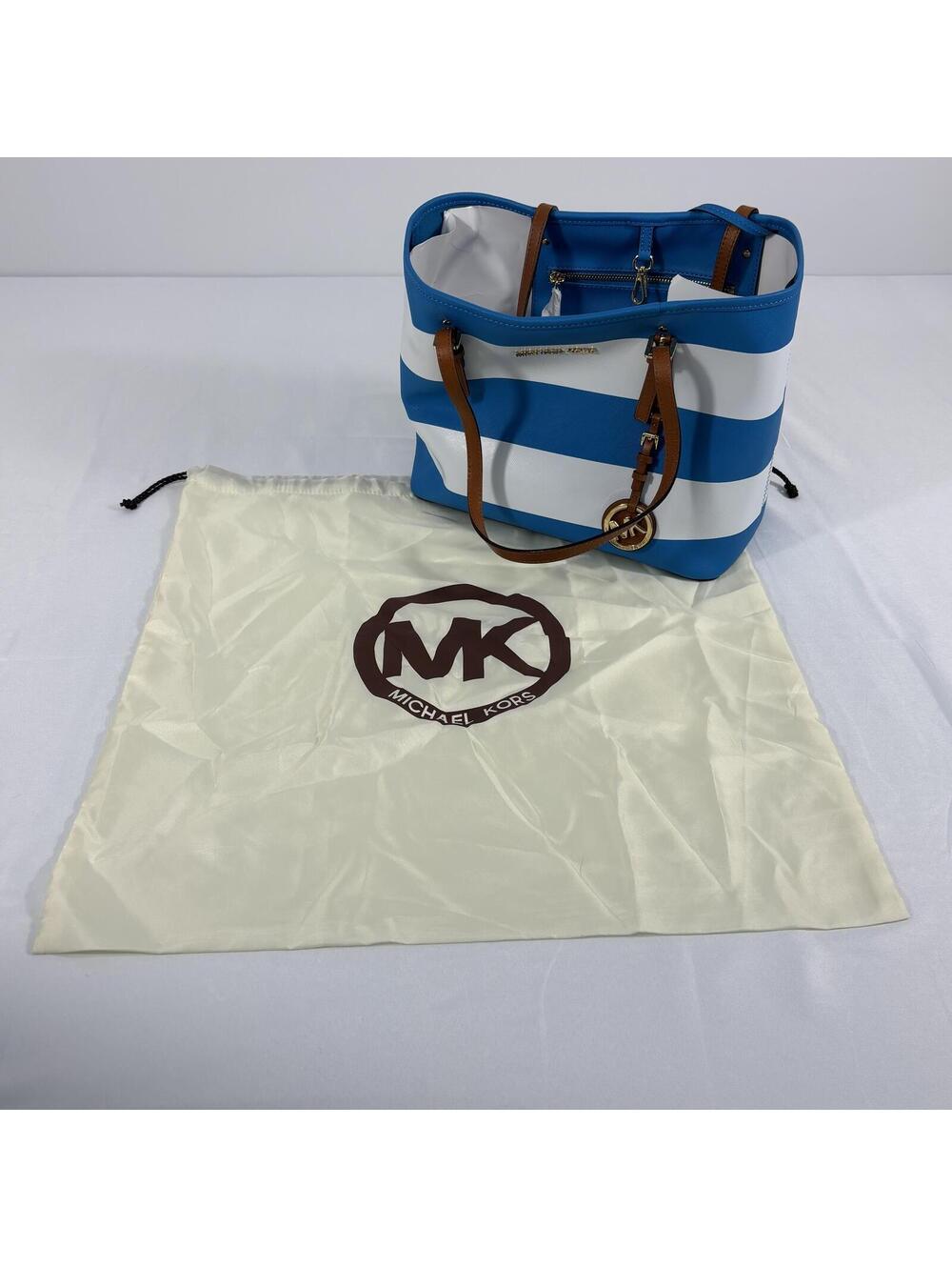 Michael Kors Mini Jet Set Summer Blue Nautical Leather Travel Tote
